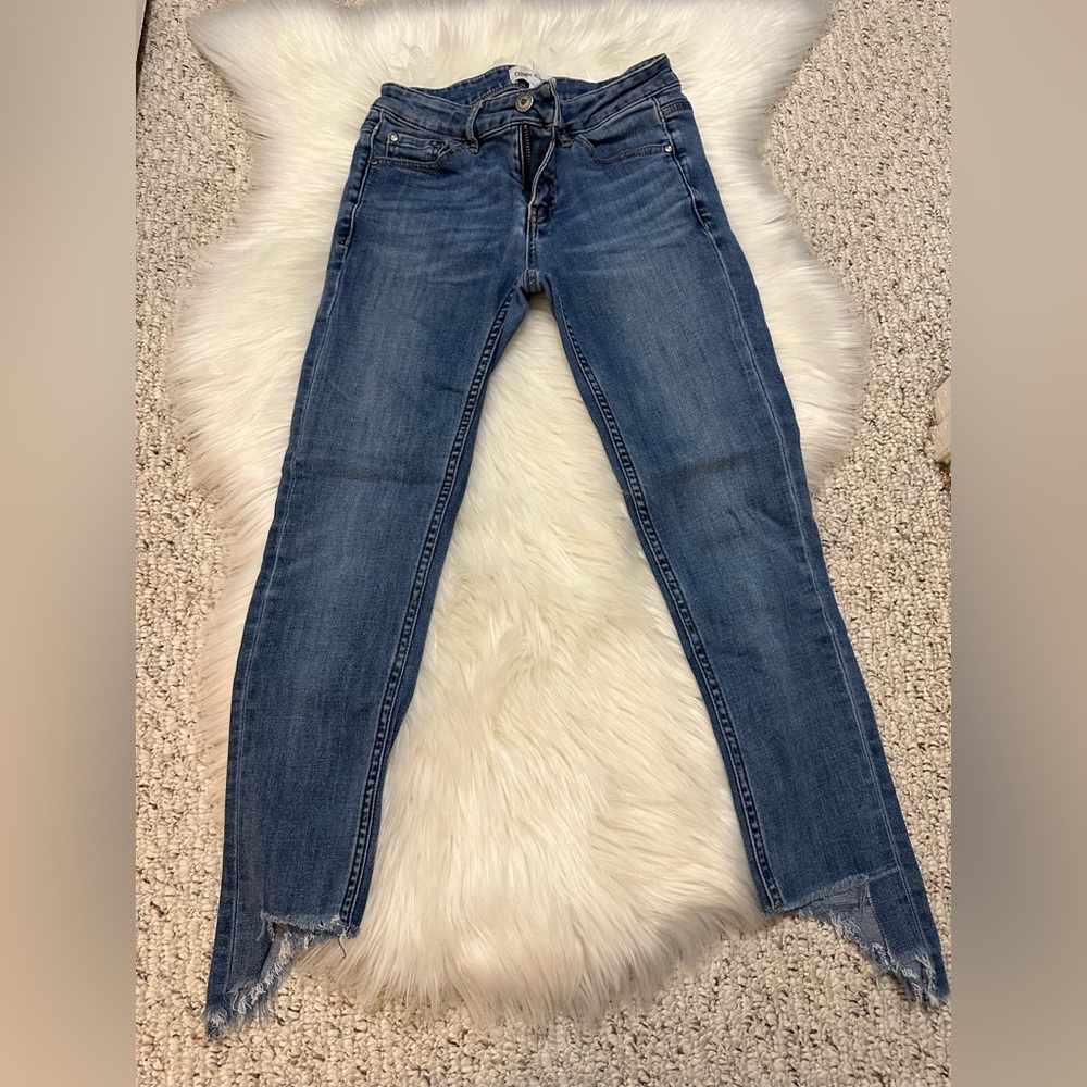 Dimple HSU Medium Wash Straight Leg Distressed Ankle Jeans Size 25